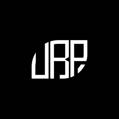 Siyah arkaplanda URP harfi logo tasarımı. URP yaratıcı harflerin baş harfleri logo kavramı. URP harf tasarımı.