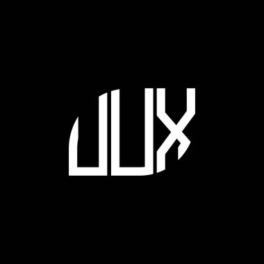 Siyah arkaplanda UUX harf logosu tasarımı. UUX yaratıcı harflerin baş harfleri logo kavramı. UUX harf tasarımı.