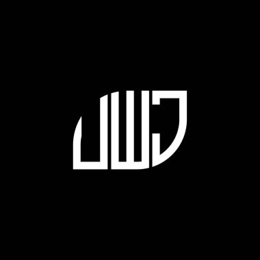 Siyah arka planda UWJ harf logosu tasarımı. UWJ yaratıcı harflerin baş harfleri logo kavramı. UWJ harf tasarımı.