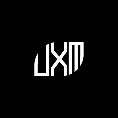 Siyah arkaplanda UXM harf logosu tasarımı. UXM yaratıcı harflerin baş harfleri logo kavramı. UXM harf tasarımı.