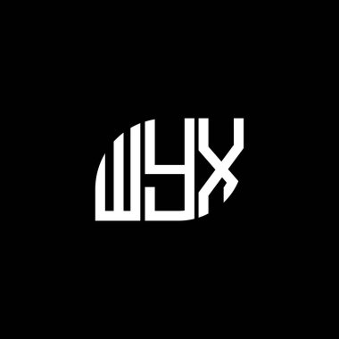Siyah arka planda WYX harf logosu tasarımı. WYX yaratıcı harflerin baş harfleri logo kavramı. WYX harf tasarımı.