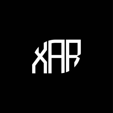 Siyah arka planda XAR harf logosu tasarımı. XAR yaratıcı harf logosu konsepti. XAR harf tasarımı.