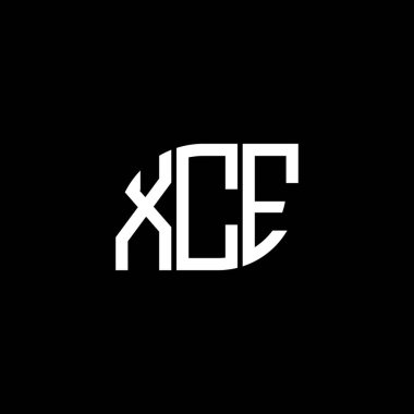 Siyah arka planda XCE harf logosu tasarımı. XCE yaratıcı harflerin baş harfleri logo kavramı. XCE harf tasarımı.