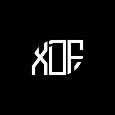 Siyah arkaplanda XDF harf logosu tasarımı. XDF yaratıcı harf logosu konsepti. XDF harf tasarımı.
