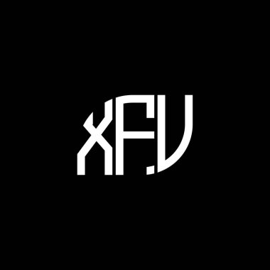 Siyah arkaplanda XFV harf logosu tasarımı. XFV yaratıcı harf logosu konsepti. XFV harf tasarımı.