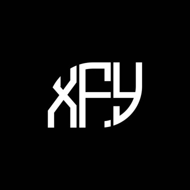 Siyah arkaplanda XFY harf logosu tasarımı. XFY yaratıcı harf logosu konsepti. XFY harf tasarımı.