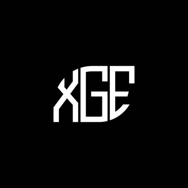 Siyah arkaplanda XGE harf logosu tasarımı. XGE yaratıcı harflerin baş harfleri logo kavramı. XGE harf tasarımı.