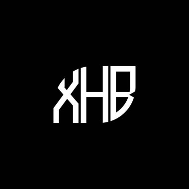 Siyah arkaplanda XHB harf logosu tasarımı. XHB yaratıcı harflerin baş harfleri logo kavramı. XHB harf tasarımı.