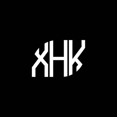 Siyah arkaplanda XHK harf logosu tasarımı. XHK yaratıcı harflerin baş harfleri logo kavramı. XHK harf tasarımı.