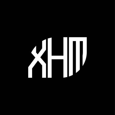 Siyah arkaplanda XHM harf logosu tasarımı. XHM yaratıcı harflerin baş harfleri logo kavramı. XHM harf tasarımı.