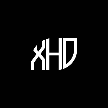 Siyah arka planda XHO harf logosu tasarımı. XHO yaratıcı harf logosu konsepti. XHO harf tasarımı.