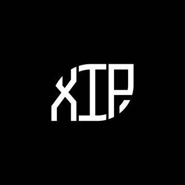 Siyah arkaplanda XIP harfi logosu tasarımı. XIP yaratıcı harf logosu konsepti. XIP harf tasarımı.