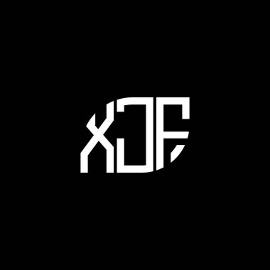 Siyah arkaplanda XJF harf logosu tasarımı. XJF yaratıcı harf logosu konsepti. XJF harf tasarımı.
