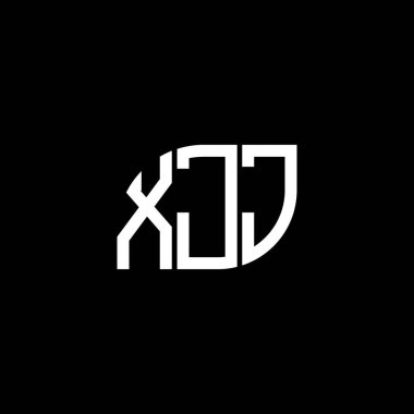 Siyah arkaplanda XJJ harf logosu tasarımı. XJJ yaratıcı harflerin baş harfleri logo kavramı. XJJ harf tasarımı.