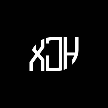 Siyah arkaplanda XJH harf logosu tasarımı. XJH yaratıcı harflerin baş harfleri logo kavramı. XJH harf tasarımı.