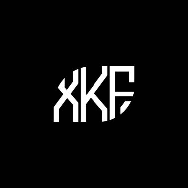 Siyah arkaplanda XKF harf logosu tasarımı. XKF yaratıcı harf logosu konsepti. XKF harf tasarımı.