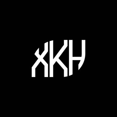 Siyah arkaplanda XKH harf logosu tasarımı. XKH yaratıcı harflerin baş harfleri logo kavramı. XKH harf tasarımı.