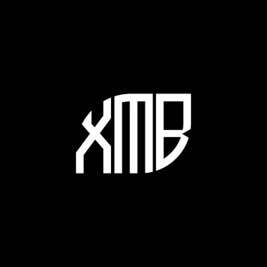 Siyah arkaplanda XMB harfi logo tasarımı. XMB yaratıcı harflerin baş harfleri logo kavramı. XMB harf tasarımı.
