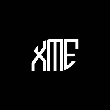 Siyah arkaplanda XME harfi logo tasarımı. XME yaratıcı harflerin baş harfleri logo kavramı. XME harf tasarımı.