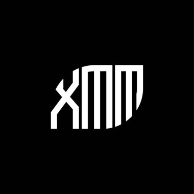 Siyah arkaplanda XMM harf logosu tasarımı. XMM yaratıcı harflerin baş harfleri logo kavramı. XMM harf tasarımı.