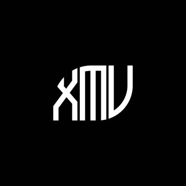 Siyah arkaplanda XMV harf logosu tasarımı. XMV yaratıcı harf logosu konsepti. XMV harf tasarımı.