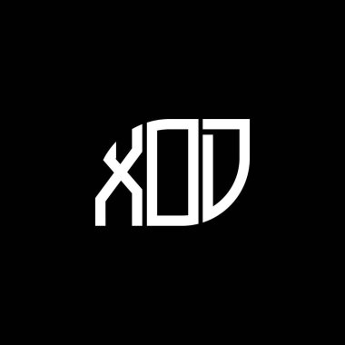 Siyah arka planda XOD harf logosu tasarımı. XOD yaratıcı harf logosu konsepti. XOD harf tasarımı.