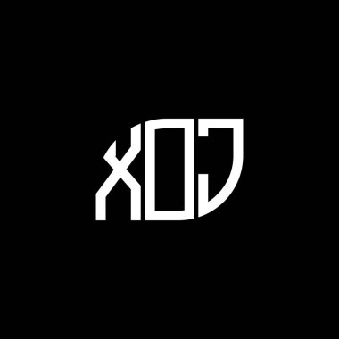 Siyah arka planda XOJ harfi logo tasarımı. XOJ yaratıcı harflerin baş harfleri logo kavramı. XOJ harf tasarımı.