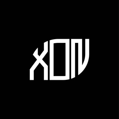Siyah arka planda XON harf logosu tasarımı. XON yaratıcı harflerin baş harfleri logo kavramı. XON harf tasarımı.