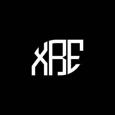 Siyah arkaplanda XRE harf logosu tasarımı. XRE yaratıcı harflerin baş harfleri logo kavramı. XRE harf tasarımı.