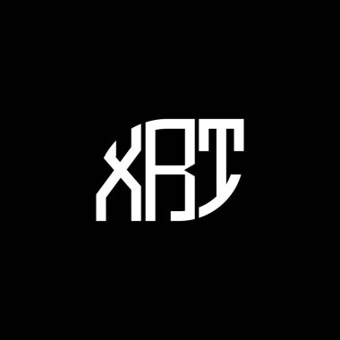 Siyah arkaplanda XRT harf logosu tasarımı. XRT yaratıcı harf logosu konsepti. XRT harf tasarımı.