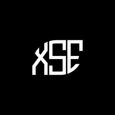 Siyah arka planda XSE harfi logo tasarımı. XSE yaratıcı harflerin baş harfleri logo kavramı. XSE harf tasarımı.