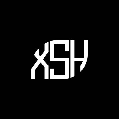 Siyah arkaplanda XSH harf logosu tasarımı. XSH yaratıcı harflerin baş harfleri logo kavramı. XSH harf tasarımı.