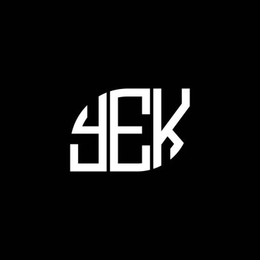 Siyah arka planda YEK harf logosu tasarımı. YEK yaratıcı harflerin baş harfleri logo kavramı. YEK harf tasarımı.