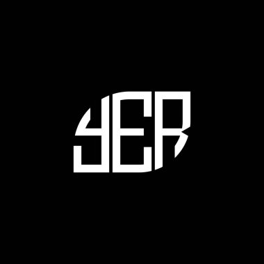 Siyah arka planda YER harf logosu tasarımı. Yaratıcı harflerin baş harfleri logo kavramı. YER harf tasarımı.