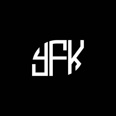 Siyah arka planda YFK harf logosu tasarımı. YFK yaratıcı harflerin baş harfleri logo kavramı. YFK harf tasarımı.