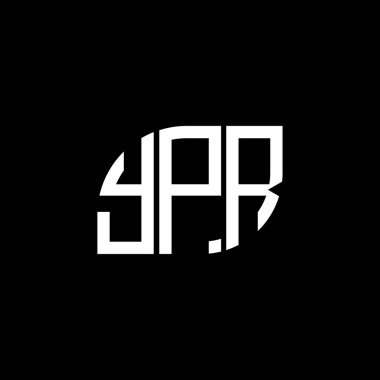 Siyah arka planda YPR harf logosu tasarımı. YPR yaratıcı harflerin baş harfleri logo kavramı. YPR harf tasarımı.