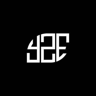 Siyah arka planda YZE harf logosu tasarımı. YZE yaratıcı harf logosu konsepti. YZE harf tasarımı.