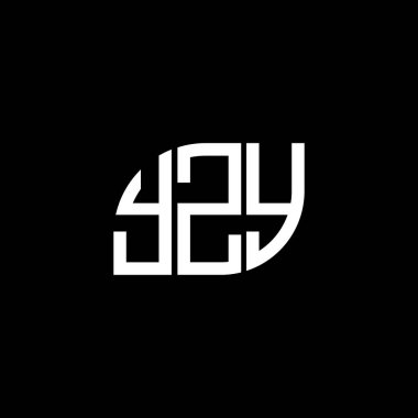 Siyah arka planda YZY harf logosu tasarımı. YZY yaratıcı harflerin baş harfleri logo kavramı. YZY harf tasarımı.
