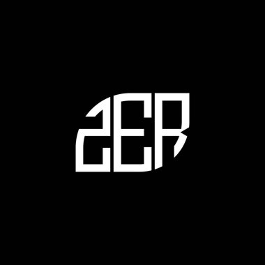Siyah arka planda ZER harfi logo tasarımı. ZER yaratıcı harfler logosu konsepti. ZER harf tasarımı.