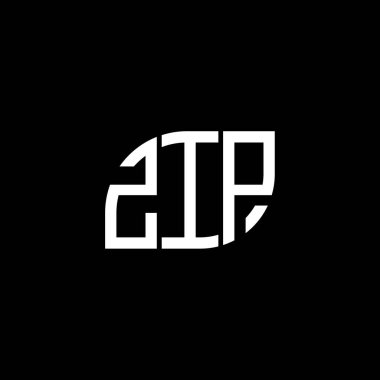 Siyah arkaplanda posta logosu tasarımı. ZIP yaratıcı harfler logosu konsepti. Posta harfi tasarımı.