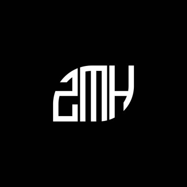 Siyah arkaplanda ZMH harf logosu tasarımı. ZMH yaratıcı harflerin baş harfleri logo kavramı. ZMH harf tasarımı.