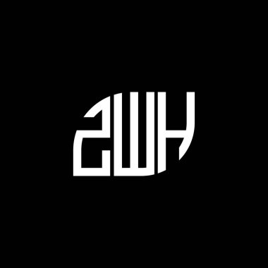 Siyah arkaplanda ZWH harf logosu tasarımı. ZWH yaratıcı harflerin baş harfleri logo kavramı. ZWH harf tasarımı.