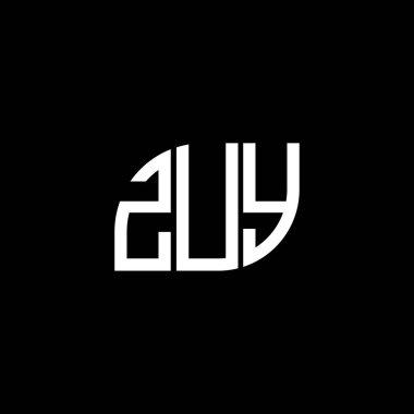 Siyah arkaplanda ZUY harf logosu tasarımı. ZUY yaratıcı harfler logosu konsepti. ZUY harf tasarımı.