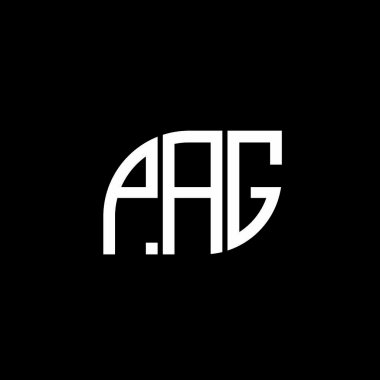 Siyah arkaplan üzerinde PAG harf logosu tasarımı. PAG yaratıcı harflerin baş harfleri logo kavramı. PAG vektör harf tasarımı.