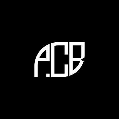 Siyah arkaplan üzerine PCB harf logosu tasarımı. PCB yaratıcı harf logo kavramı. PCB vektör harf tasarımı.