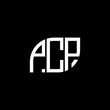 Siyah arkaplan üzerine PCP harf logosu tasarımı. PCP yaratıcı harflerin baş harfleri logo kavramı. PCP vektör harf tasarımı..