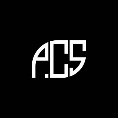 Siyah arkaplan üzerinde PCS harf logosu tasarımı. PCS yaratıcı harflerin baş harfleri logo kavramı. PCS vektör dizaynı.