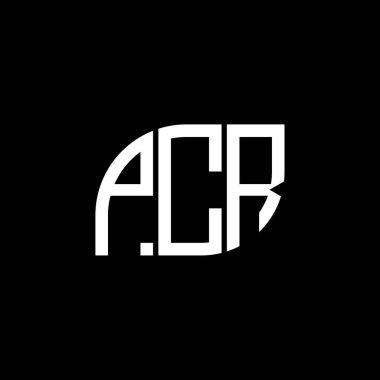 Siyah arkaplan üzerine PCR harf logosu tasarımı. PCR yaratıcı harf logo kavramı. PCR vektör tasarımı.