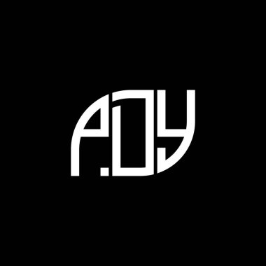 Siyah arkaplan üzerine PDY mektup logosu tasarımı. PDY yaratıcı harflerin baş harfleri logo kavramı. PDY vektör tasarımı..