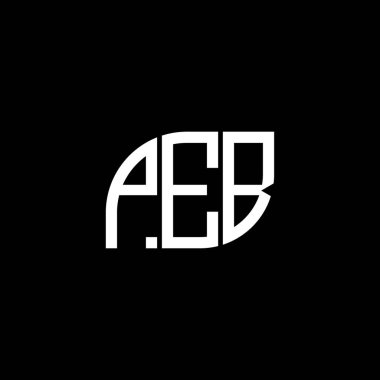 Siyah arkaplan üzerine PEB harfi logo tasarımı. PEB yaratıcı harflerin baş harfleri logo kavramı. PEB vektör harf tasarımı..